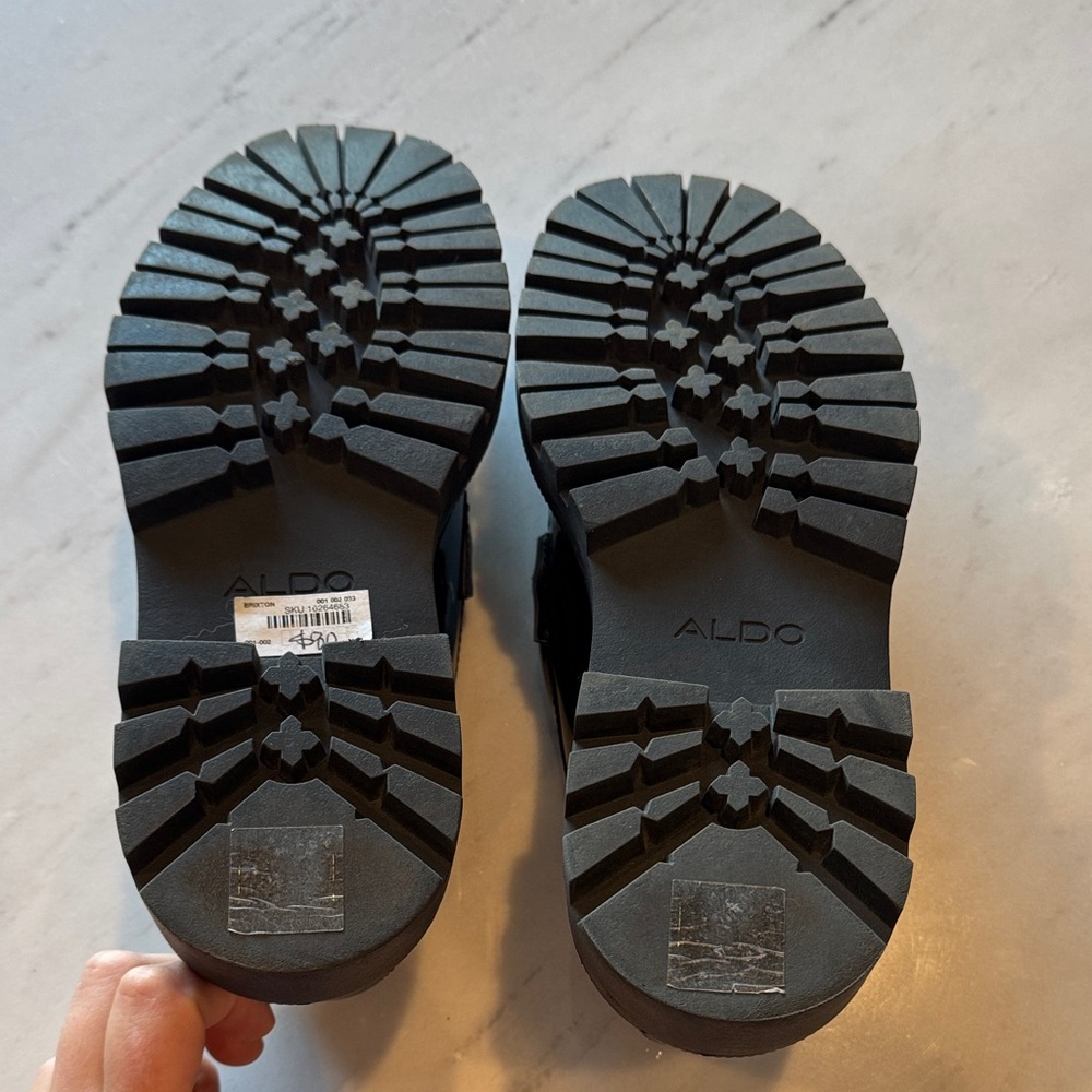 Aldo Glossy Black Loafers with Chain Accent - Picture 3 of 5